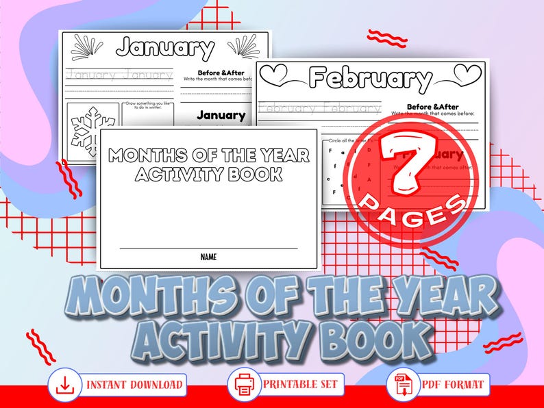 Months of the Year Activity Book for Kids, Tracing and Coloring ...