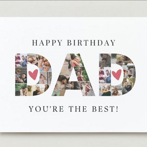 Aangepaste foto afdrukbare verjaardagskaart vader, beste vader ooit aanpasbare fotocollage, thuiskaart afdrukken, bewerken in canvas, gepersonaliseerd cadeau vader