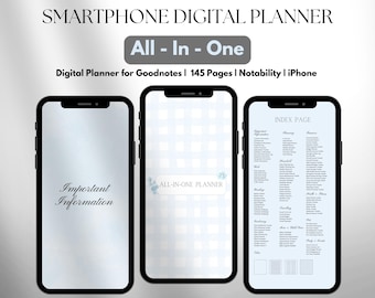 Undated Smartphone Digital Planner, All-In One Digital Mobile Planner, iPhone Planner, Android Planner, Goodnotes Planner Notability Planner