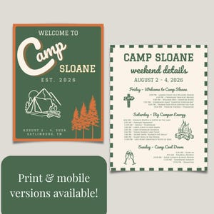 Camp Bachelorette Itinerary Template | Editable Canva Weekend Schedule | Printable Bride Trip Download | Camp Bride Theme