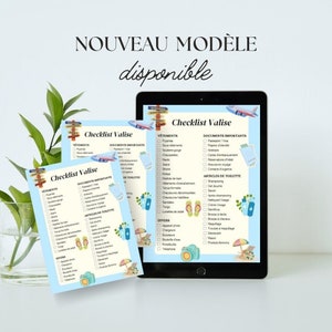 Vacation Packing List - JPG File, in French, A4 Format, Travel Organizer, Beach, Downloadable & Printable Template