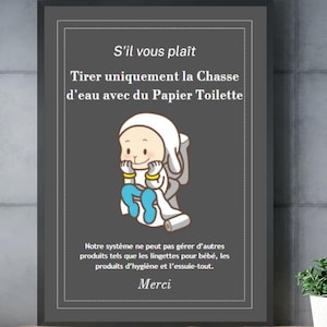 Flush Toilet Paper Digital Poster in JPG File - A3 + &quot;Flush Toilet Paper&quot; Poster Template Editable on Canva (FRENCH PACK x 2)