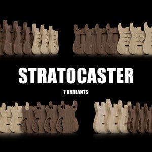Stratocaster Body - Electric Guitar - CAD Model - 7 Variants - .step, .stl, .f3d, .dxf