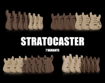 Stratocaster Body - Electric Guitar - CAD Model - 7 Variants - .step, .stl, .f3d, .dxf