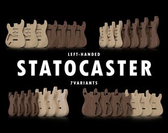 Linkshänder-Stratoaster-Korpus - E-Gitarre - CAD Modell - 7 Varianten - .step, .stl, .f3d, .dxf