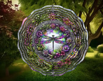 Dragonfly Wind Spinner: 10" Aluminum Metal Outdoor Decor
