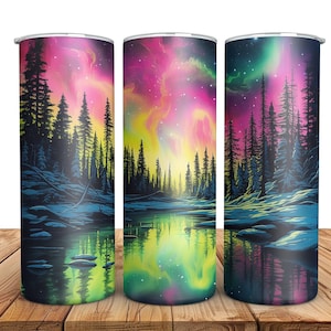 3-D Northern Lights Tumbler, Aurora Borealis Tumbler Gifts , Fun Gift Tumbler, Personal Gifts For Men & Women, 3-D Aurora Borealis