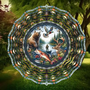 Hunting and Fishing Wind Spinner, Hunting, Outdoor Decor, Yard Art, Wind Spinner, Hunting and Fishing Spinner