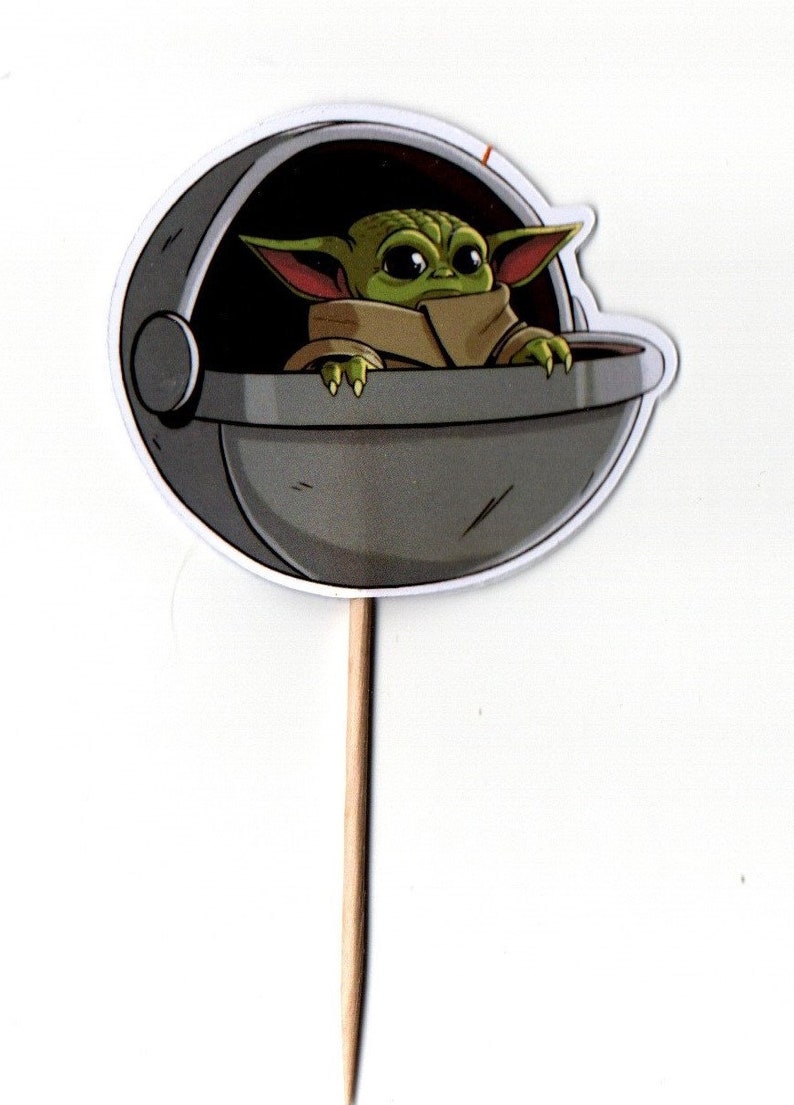 Baby Yoda Toppers, Baby Yoda Cupcake Toppers, Baby Yoda Cake Topper, 12