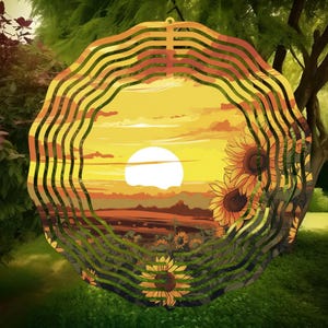 Sunflower Sunset Wind Spinner, Sunflower, Outdoor Decor, Yard Art, Wind Spinner, Sunset Spinner