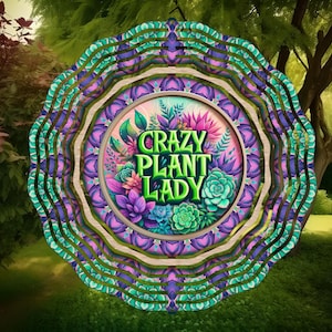 Crazy Plant Lady Wind Spinner, Plant Lady, Outdoor Decor, Yard Art, Wind Spinner, Crazy Lady Spinner