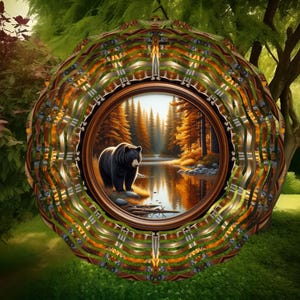 Bear Wind Spinner: 10&quot; Aluminum Metal Wildlife Yard Art