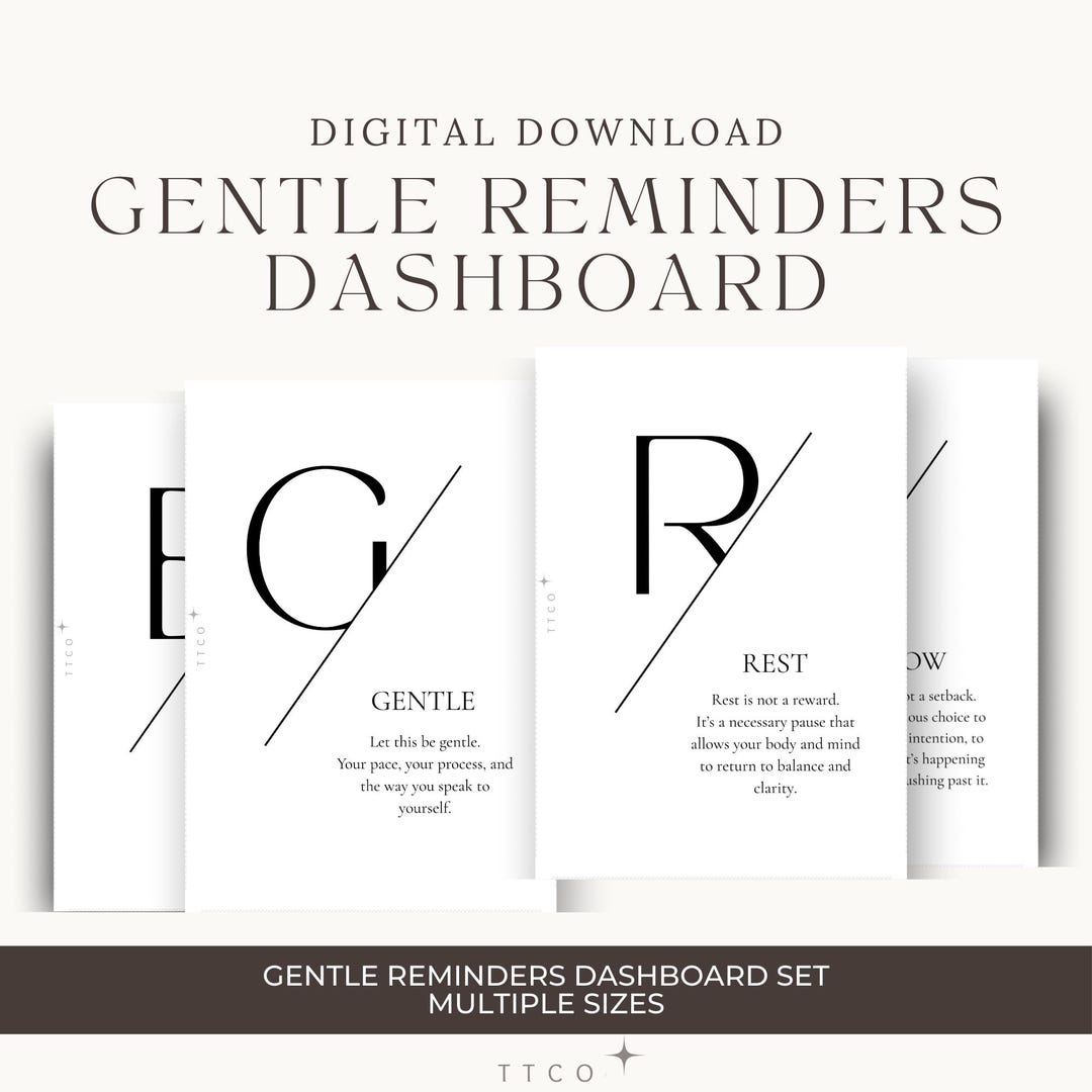 Gentle Reminders Dashboard Set | Multiple Sizes | Printable Planner ...