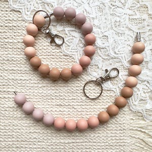 Neutral Tone\Browns Silicone Bead Keychain on Stainless Steel Ring | Keychain | Silicone Keychain | Key Rings | Keychain Bracelet
