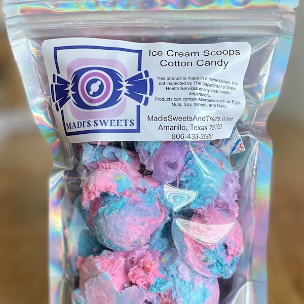 Ice Cream Scoops Cotton Candy Freeze Dried