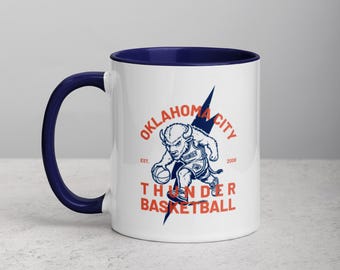 Oklahoma City Thunder Basketball Mug, Colorful Ceramic Coffee Cup (11 oz - 15 oz)