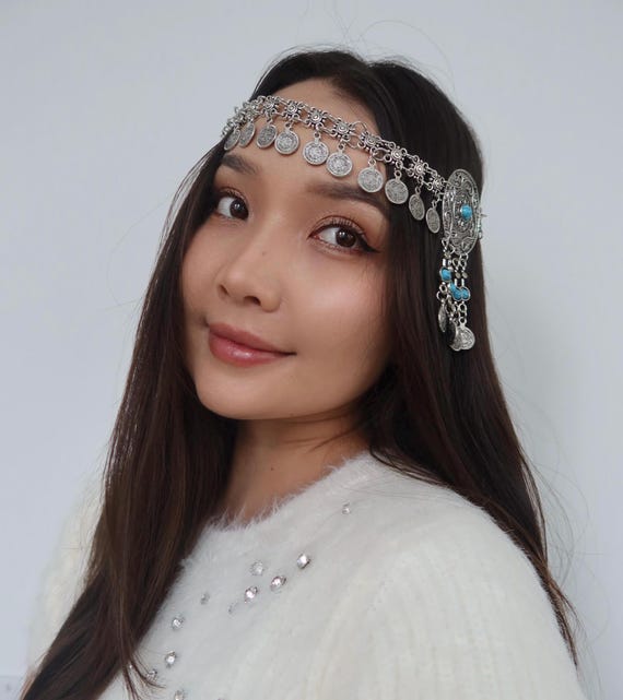 Central Asian Headpiece, Kazakh Kyrgyz Jewelry, Ethnic Hair