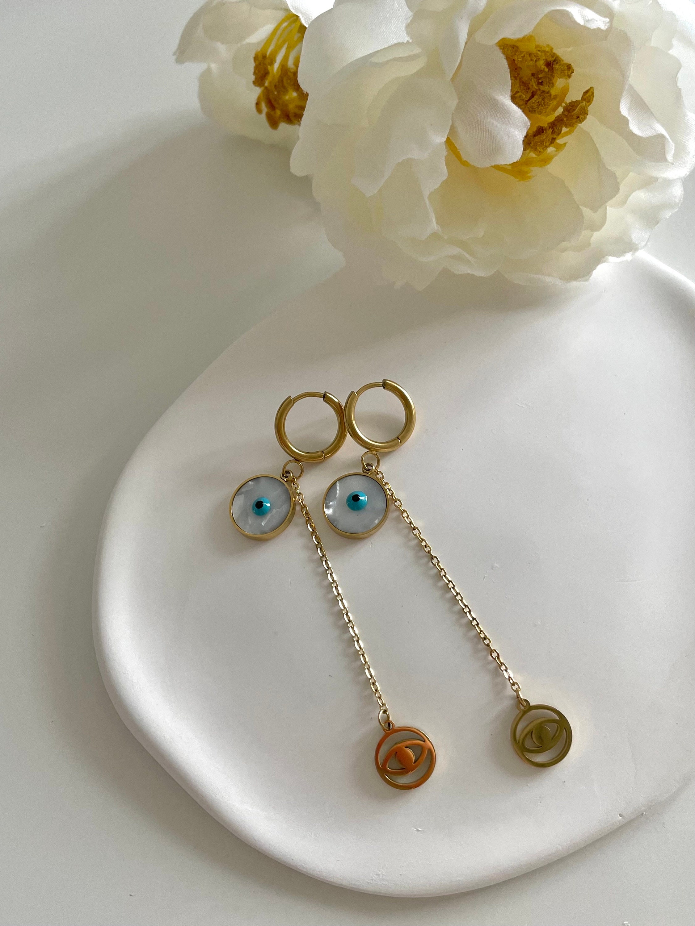18K Gold Filled Evil Eye Dangle Earrings, Minimalist Jewelry Etsy — free download