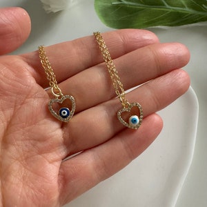 Waterproof - Gold Evil Eye necklace - 18k Gold Vermeil - Minimalist Necklace - Evil Eye Pendant - Blue CZ - Layering Necklace - Stacking