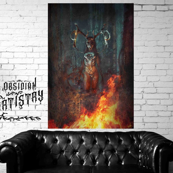 wood witch art poster high quality poster large and small sizes dark art gothic scary horror forest
