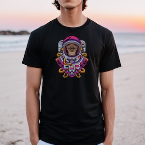 Camiseta de chimpancé astronómico Ham, camiseta de chimpancé astronómico, camiseta de mono para amantes del espacio, camiseta de astronauta de platillo volador, camiseta de gorila, regalo para amantes de los animales