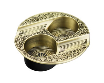 Vintage Bronze Cigar Ashtray - Double Slot Retro Metal Ashtray for Cigarettes & Tobacco - Cigar Accessories Gift for Smoke Lovers