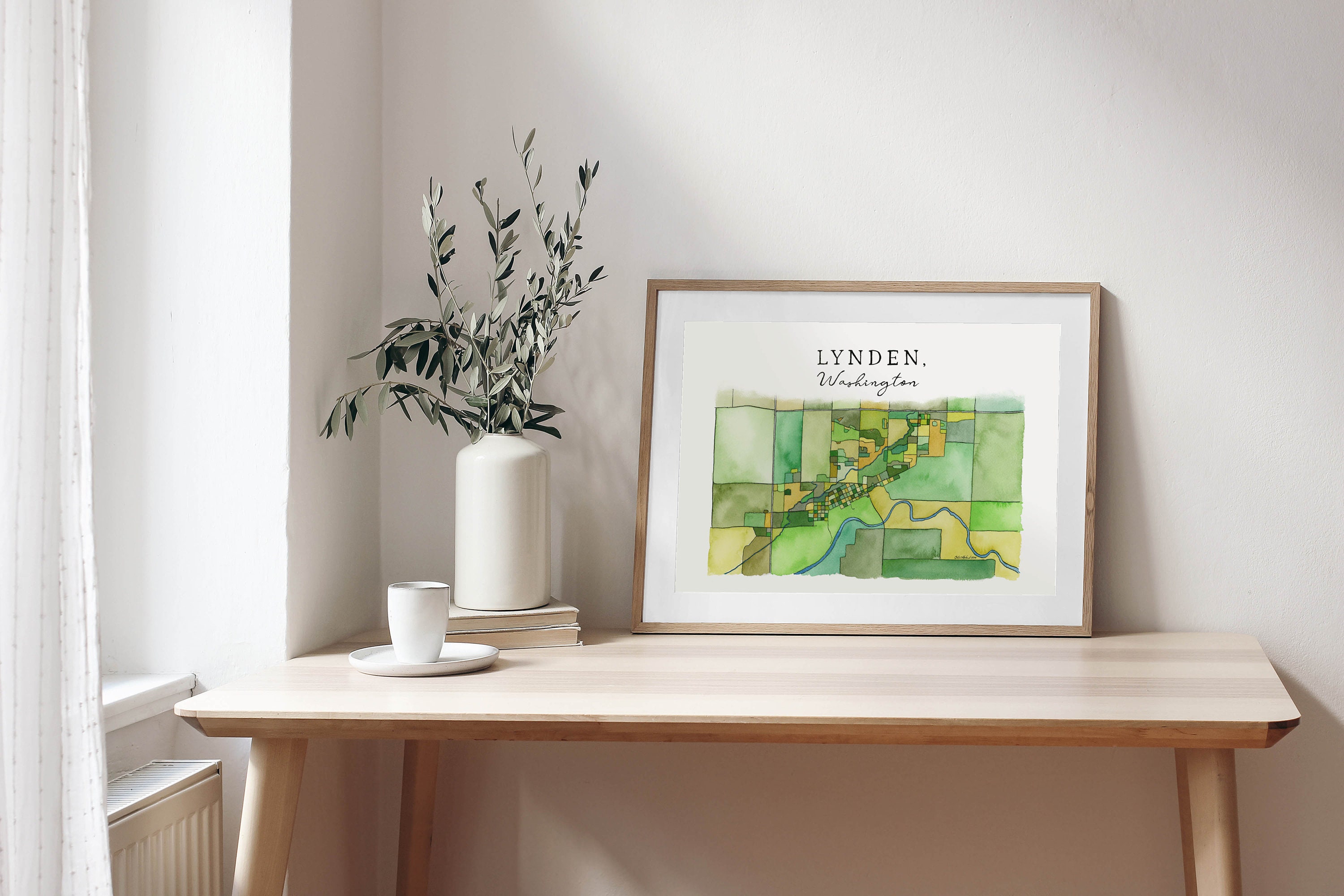 Lynden, Washington Map Watercolor Map Giclee Art Print of Watercolor