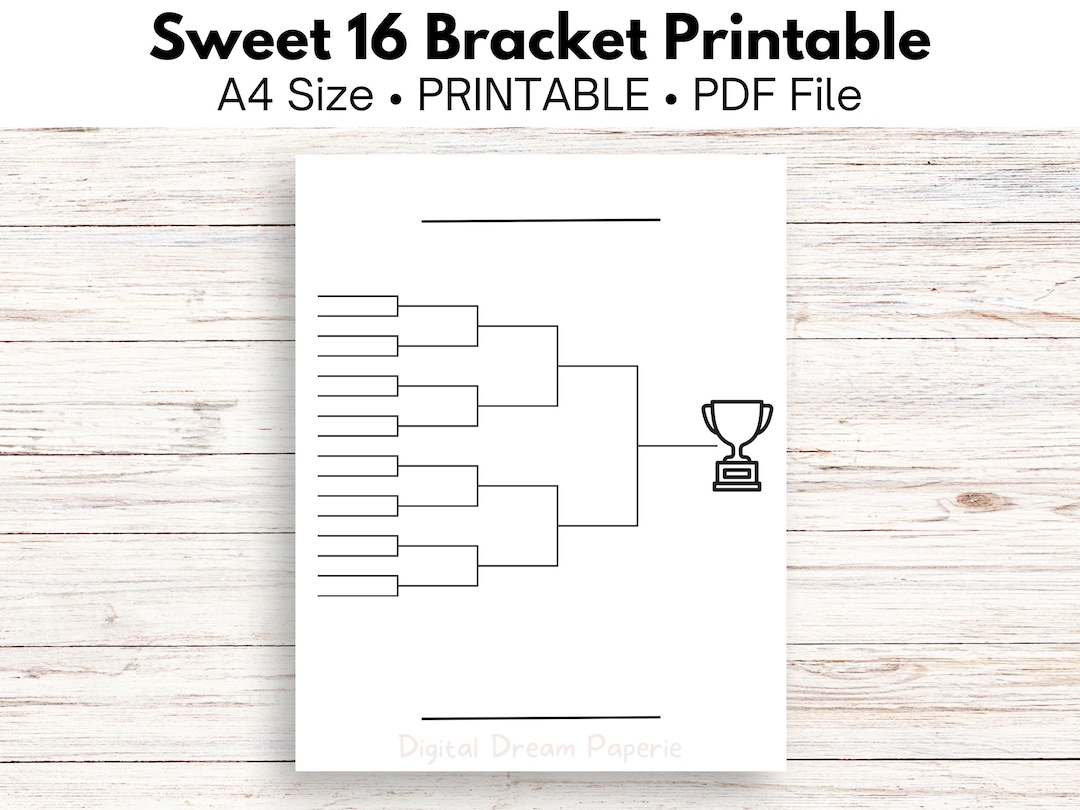 Sweet 16 Bracket Printable 16 and 32 Bracket Sweet Sixteen Etsy