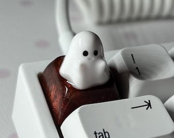 Little Ghost Keycap • Ready-to-Ship • Halloween Fall Autumn Brown Copper Artisan Resin Handmade
