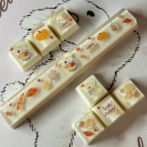Autumn Bakery Keycaps • Backlit Cream Fall Theme • Ready-to-Ship
