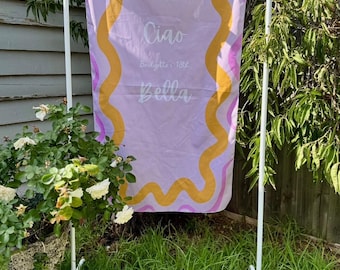Personalized Cotton Fabric Sign: Scalloped Wedding, Shower Decor