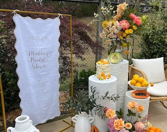 Custom Linen Bridal Shower Sign: Amalfi Decor