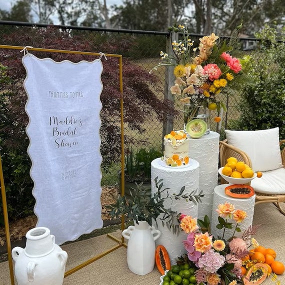 Custom Linen Bridal Shower Sign: Amalfi Decor