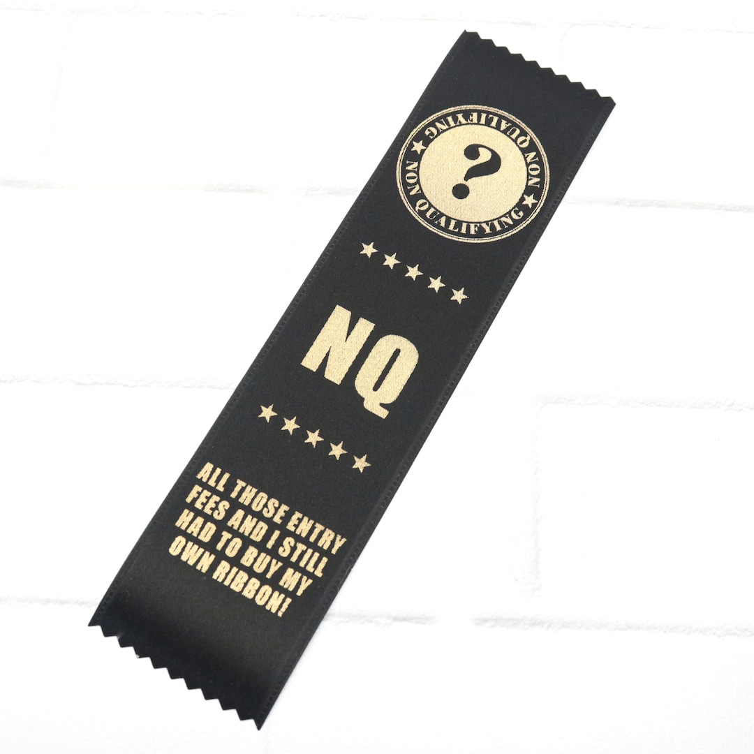 R Entry Ribbin NQ Flat Ribbon - Black W/gold - All These Entry Fees - 2 X 8 Inch Award ...