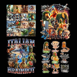 Combo 4 files png Brainrot Meme Italian, digital download