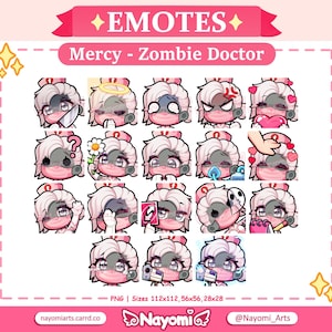 Overwatch 2 / Mercy Zombie Doctor Overwatch / Full Pack / Mercy Zombie Doctor Emotes / Overwatch Emotes / Emotes For Twitch & Discord