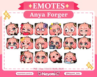 Spy x Family / Anya Forger 16 Emotes / Pack 1 / Anya Spy x Family / Anya Emotes / Emotes For Twitch & Discord