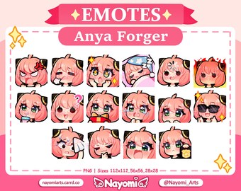 Spy x Family / Anya Forger 16 Emotes / Pack 2 / Anya Spy x Family / Anya Emotes / Emotes For Twitch & Discord