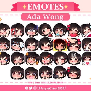 Resident Evil / Ada Wong 26 Emotes / Ada Wong Resident Evil / Ada Wong Emotes / Resident Evil Emotes / Emotes For Twitch & Discord