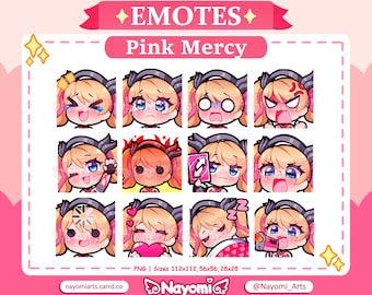 Overwatch 2 / Pink Mercy 12 Emotes / Pack 1 / Mercy Overwatch / Pink Mercy Emotes / Overwatch Emotes / Emotes For Twitch & Discord