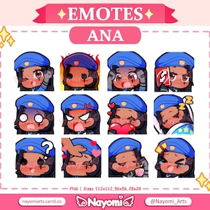 Overwatch 2 / Ana 12 Emotes / Pack 1 / Captain Amari Overwatch / Captain Amari Emotes / Overwatch Emotes / Emotes For Twitch & Discord