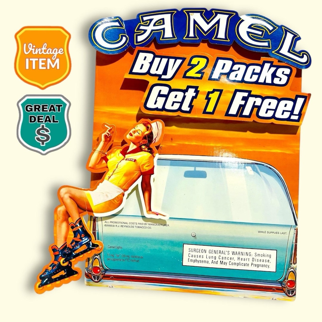 Vintage CAMEL Cigarettes Advertising Store Display Standee. 12 1/2