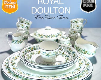 Juego vintage Royal Doulton AINSDALE H5038. Fabricado en Inglaterra. 19 elegantes piezas.