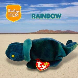 Vintage TY Beanie Baby Rainbow the Chameleon. With Tags!