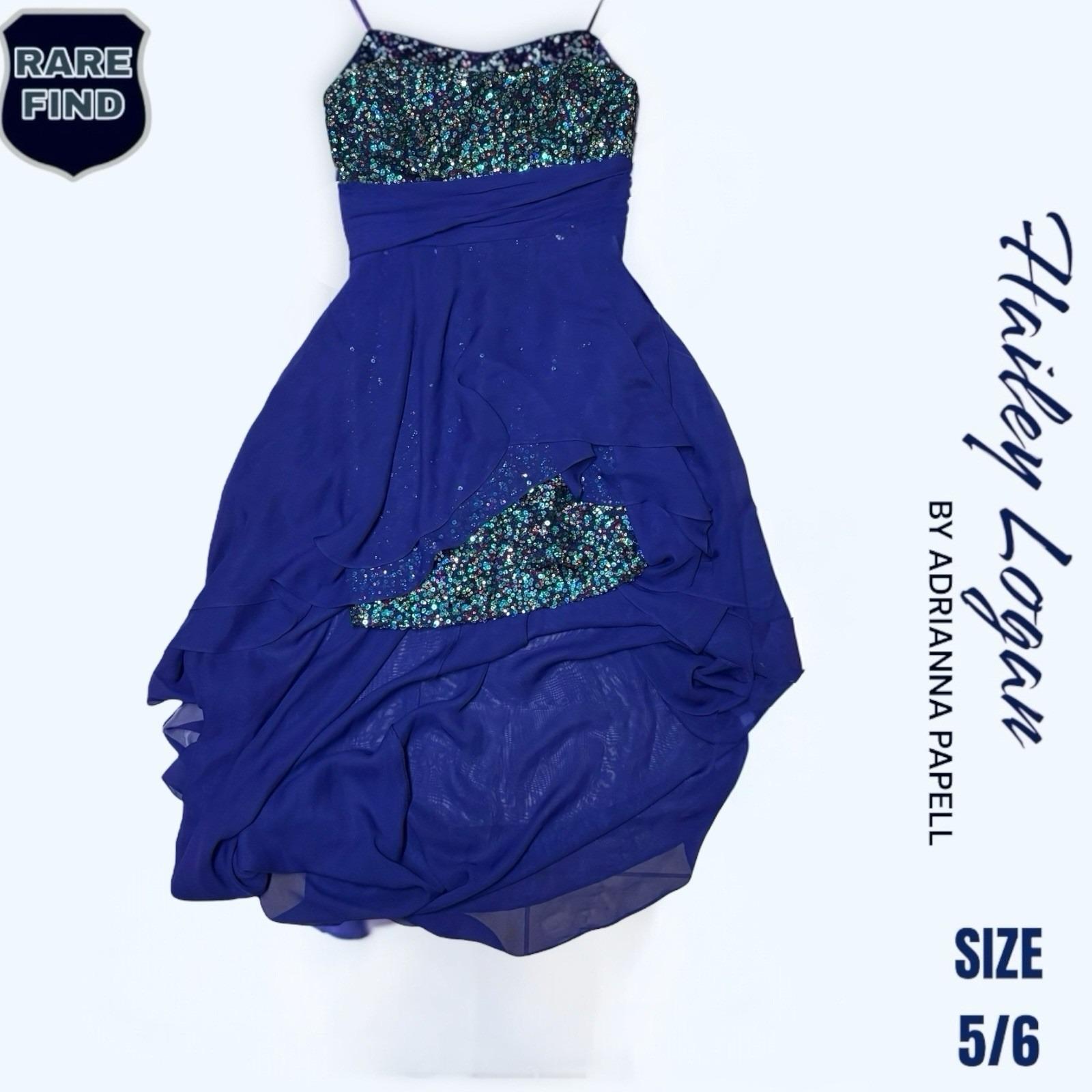 Hailey Logan by Adrianna Papell High-low Sequin Blue Sequin Dress Size 5/6.  RARE - Etsy Israel