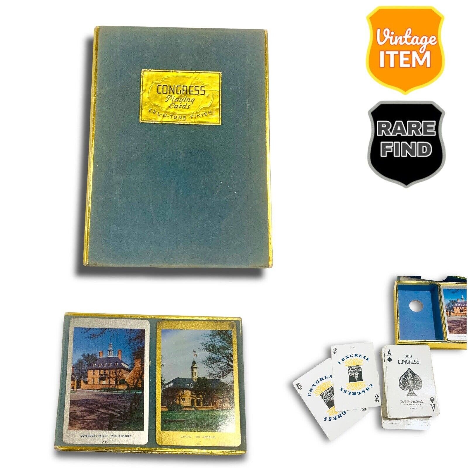 rare congress playing cards 1904 Ad Card Company Antique Games Vintage Playing Cards Double Deck