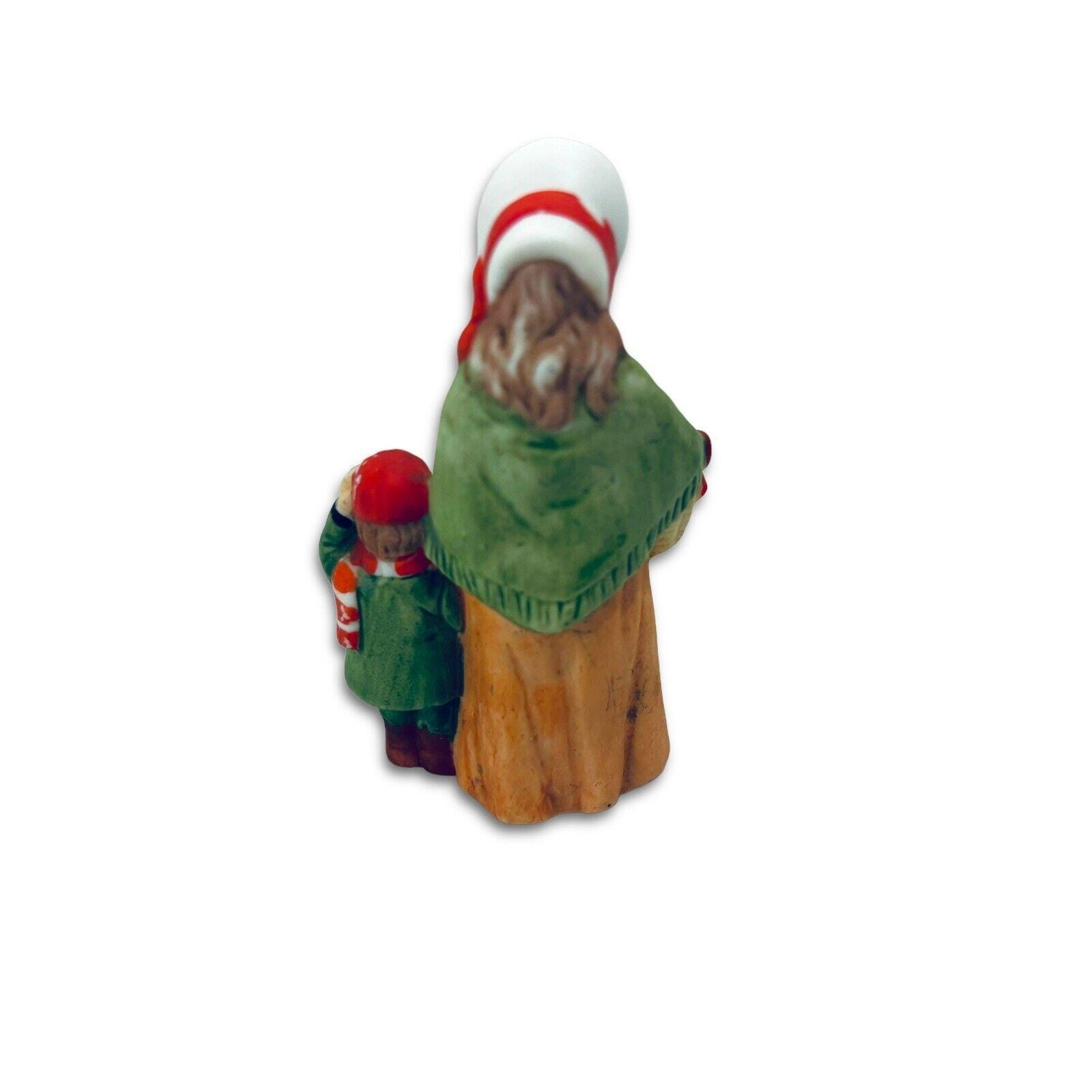 Vintage Lefton Colonial Village Christmas Figurine Woman With Boy