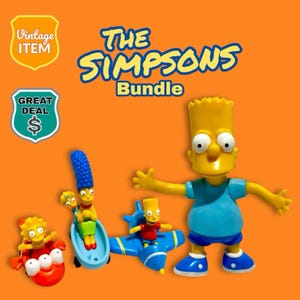 Vintage 1990 Jesco Bendable Bart Simpson & Krusty World Vehicles Lisa Marge Bart