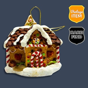 Vintage Holiday Gingerbread House Christmas Ornament. RARE!