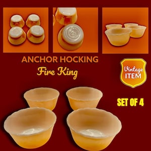 Set of 4 Vintage Fire King Peach Lustre 6oz Dessert Custard Cups